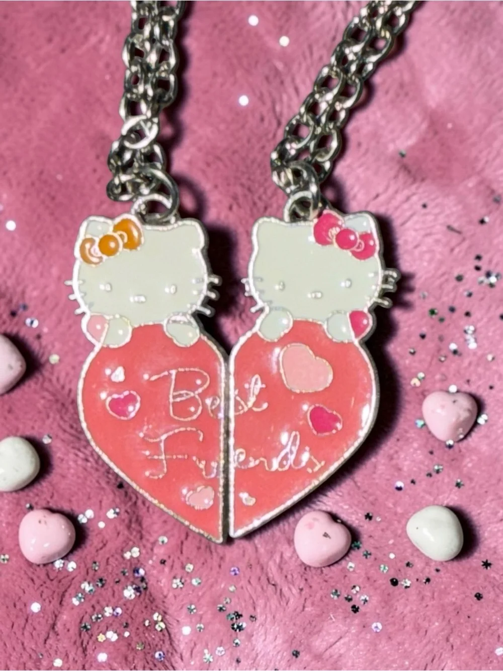 Best Friends Hello Kitty Split Heart Necklace Set | BFF Matching Necklaces